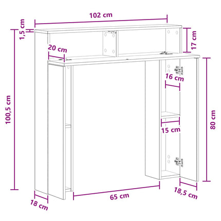 Eldstadsram Svart ek 102 x 18 x 100,5 cm Konstruerat trä