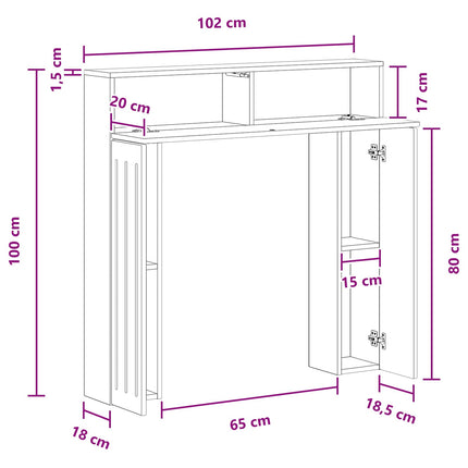 Eldstadsram Rökt ek 102 x 18 x 100,5 cm Konstruerat trä