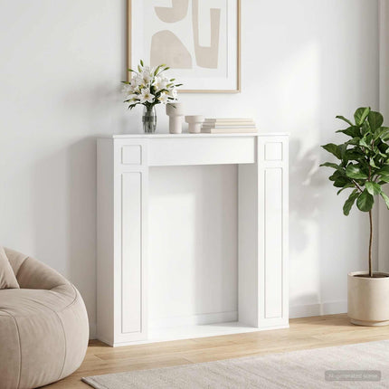 Eldstadsram Vit högglans 100 x 20 x 100 cm Konstruerat trä