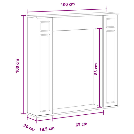 Eldstadsram Gammalt trä 100 x 20 x 100 cm Konstruerat trä