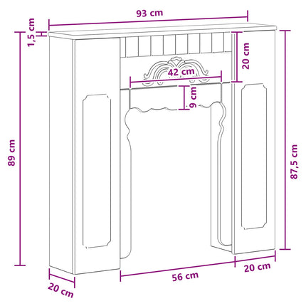 Eldstadsram Vit högglans 93 x 20 x 89 cm Konstruerat trä