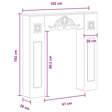 Eldstadsram Vit 102 x 20 x 102 cm Konstruerat trä