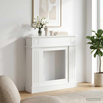 Eldstadsram Vit högglans 102 x 26 x 100 cm Konstruerat trä