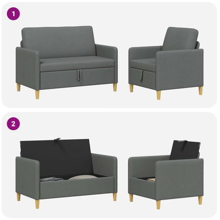 Soffgrupp med förvaring 2 pcs Mörkgrå Polyester