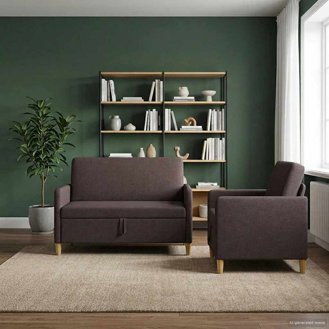 Soffgrupp med förvaring 2 st 3-sits Mörkbrun 122 x 78 x 87 cm