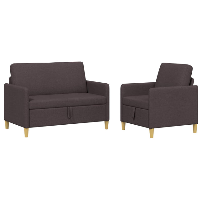 Soffgrupp med förvaring 2 st 3-sits Mörkbrun 122 x 78 x 87 cm
