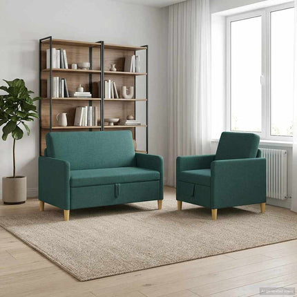 Soffgrupp med förvaring 2 pcs Mörkgrön Polyester