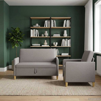 Soffgrupp med förvaring 2 pcs Taupe Polyester