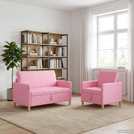 Soffgrupp med förvaring 2 pcs Rosa Polyester