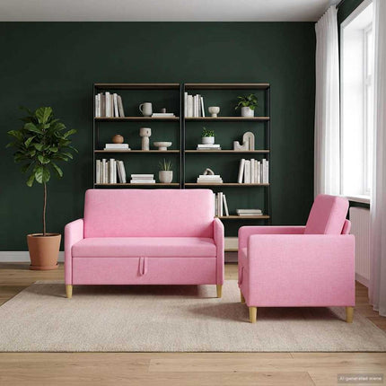 Soffgrupp med förvaring 2 pcs Rosa Polyester
