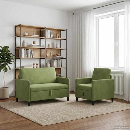 Soffgrupp med förvaring 2 st Ljusgrön Polyester
