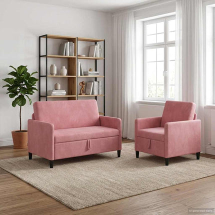 Soffgrupp med förvaring 2 st Rosa Polyester