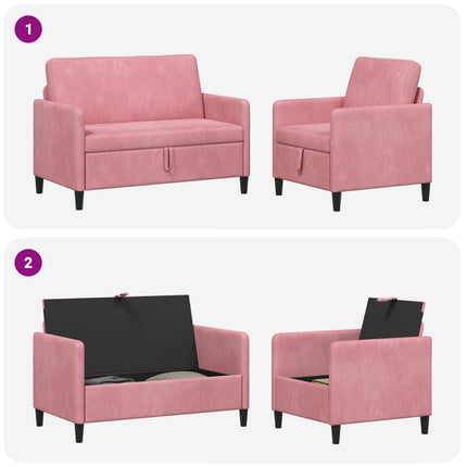 Soffgrupp med förvaring 2 st Rosa Polyester