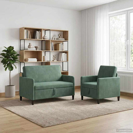 Soffgrupp med förvaring 2 st Havgrön Polyester