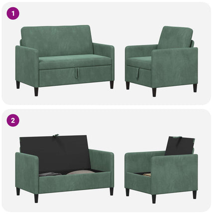 Soffgrupp med förvaring 2 st Havgrön Polyester