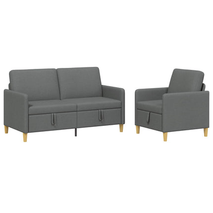 Soffgrupp med förvaring 2 pcs Mörkgrå Polyester