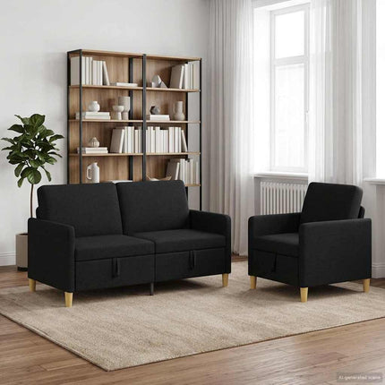 Soffgrupp med förvaring 2 pcs Svart Polyester