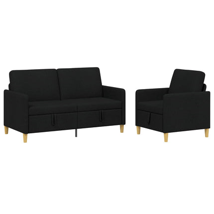 Soffgrupp med förvaring 2 pcs Svart Polyester