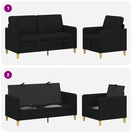 Soffgrupp med förvaring 2 st Svart Polyester