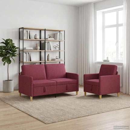 Soffgrupp med förvaring 2 st Vinröd Polyester