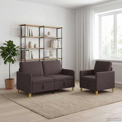 Soffgrupp med förvaring 2 pcs Mörkbrun Polyester
