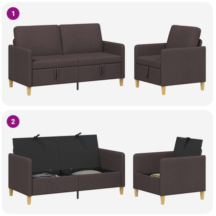 Soffgrupp med förvaring 2 pcs Mörkbrun Polyester
