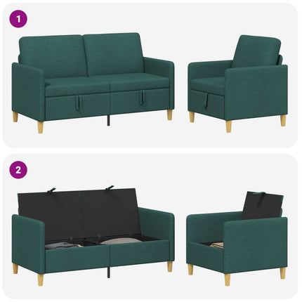 Soffgrupp med förvaring 2 pcs Mörkgrön Polyester