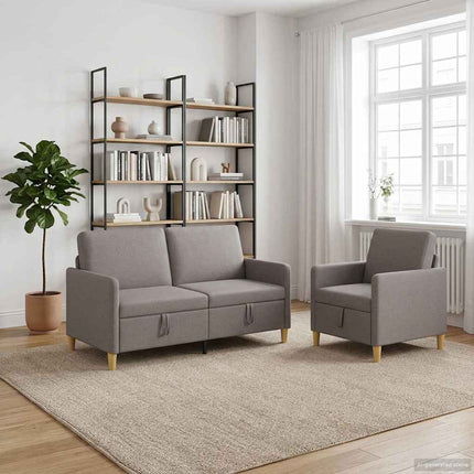 Soffgrupp med förvaring 2 pcs Taupe Polyester