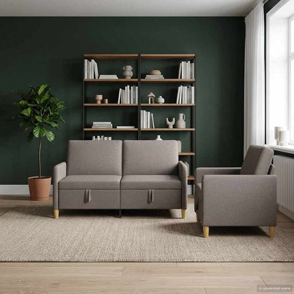 Soffgrupp med förvaring 2 st Taupe Polyester