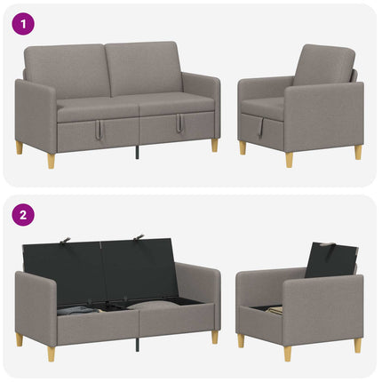 Soffgrupp med förvaring 2 pcs Taupe Polyester