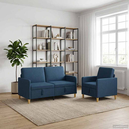 Soffgrupp med förvaring 2 pcs Blå Polyester