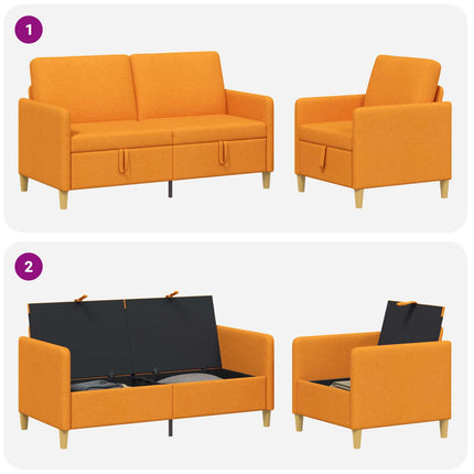 Soffgrupp med förvaring 2 pcs Mörkgul Polyester