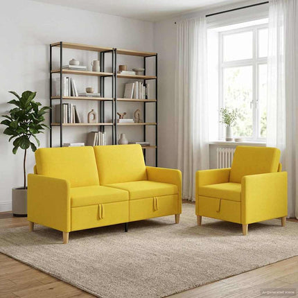 Soffgrupp med förvaring 2 st Ljusgul Polyester