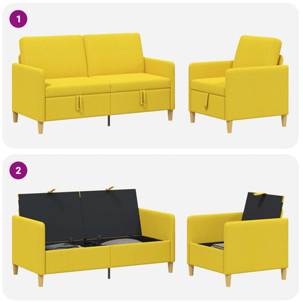 Soffgrupp med förvaring 2 pcs Ljusgul Polyester
