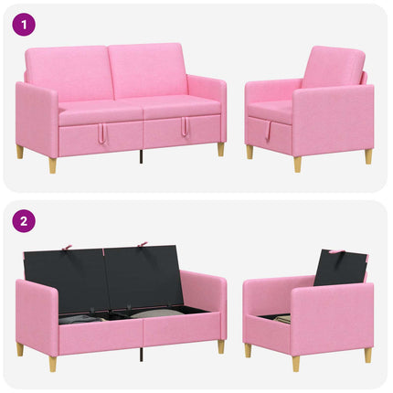 Soffgrupp med förvaring 2 pcs Rosa Polyester