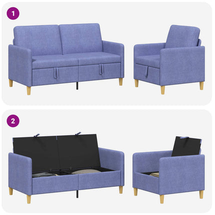 Soffgrupp med förvaring 2 st Jeansblå Polyester
