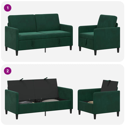 Soffgrupp med förvaring 2 st Mörkgrön Polyester