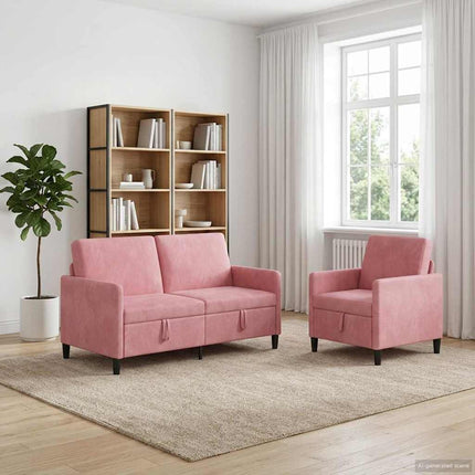Soffgrupp med förvaring 2 st Rosa Polyester