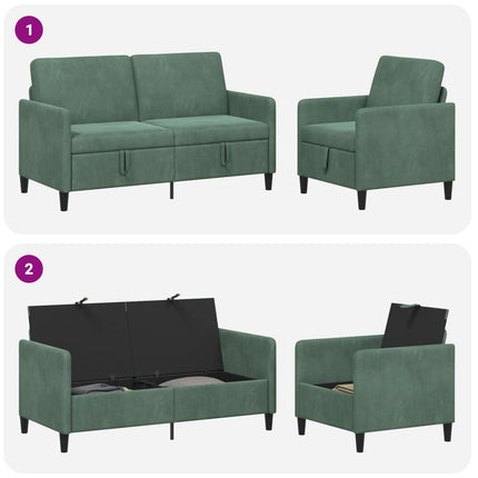 Soffgrupp med förvaring 2 st Havgrön Polyester