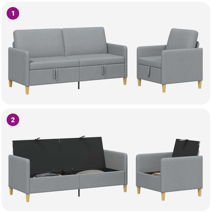 Soffgrupp med förvaring 2 pcs Ljusgrå Polyester