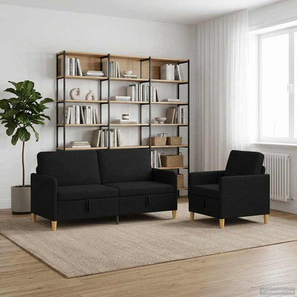 Soffgrupp med förvaring 2 pcs Svart Polyester