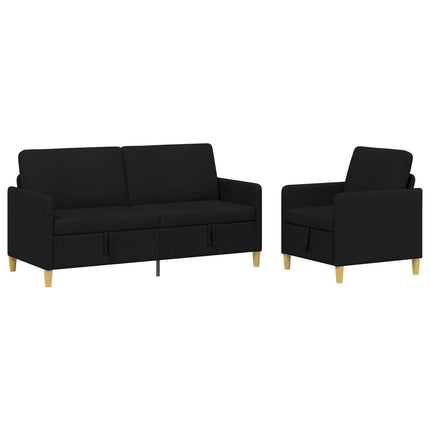 Soffgrupp med förvaring 2 pcs Svart Polyester
