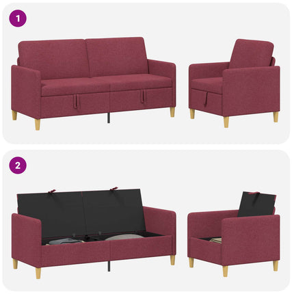 Soffgrupp med förvaring 2 st Vinröd Polyester