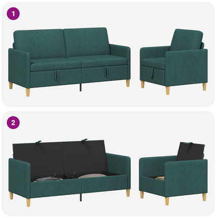 Soffgrupp med förvaring 2 pcs Mörkgrön Polyester