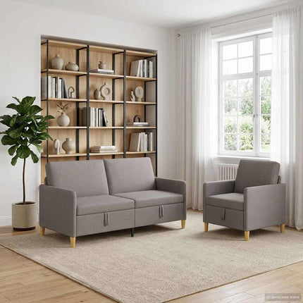 Soffgrupp med förvaring 2 pcs Taupe Polyester
