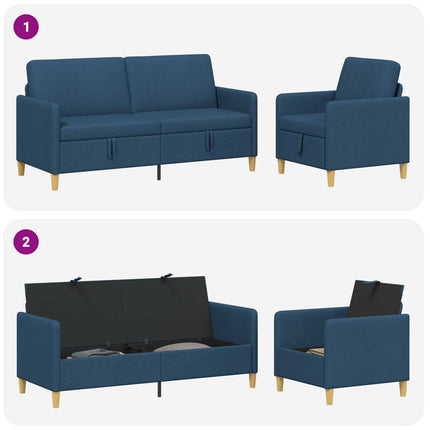 Soffgrupp med förvaring 2 st Blå Polyester