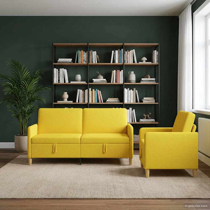 Soffgrupp med förvaring 2 pcs Ljusgul Polyester