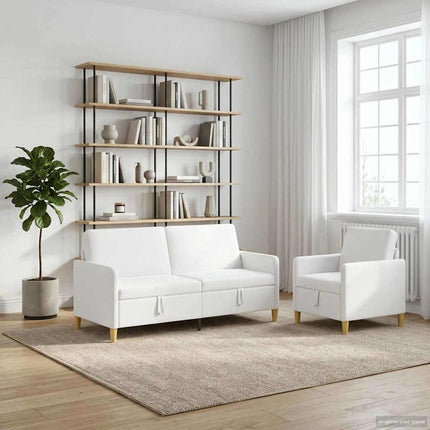 Soffgrupp med förvaring 2 st Vit Polyester