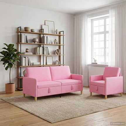 Soffgrupp med förvaring 2 pcs Rosa Polyester