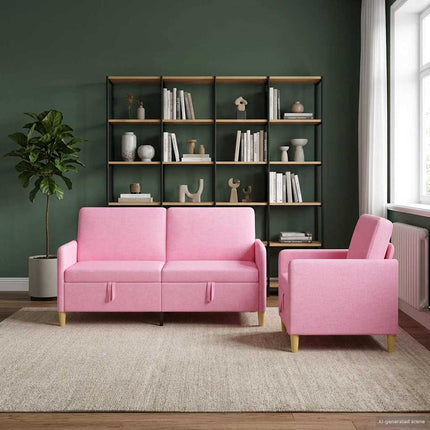 Soffgrupp med förvaring 2 st Rosa Polyester